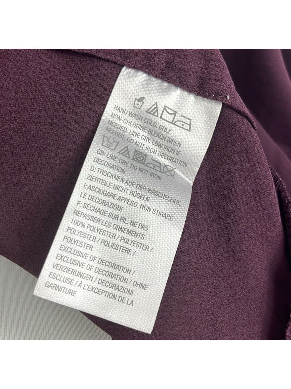 LOGO Lavish by Lori Goldstein Burgundy Sheer Peplum Top Beading Sequins 28W NWOT - Picture 12 of 12